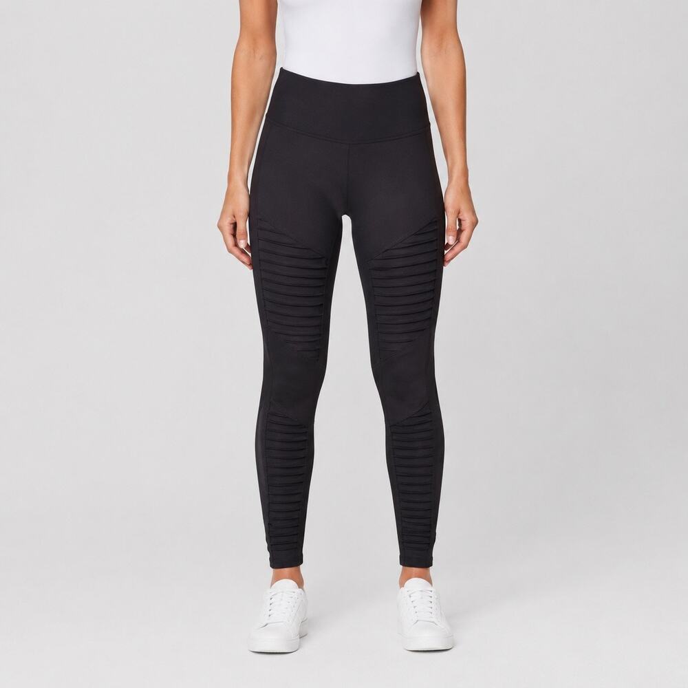 Alo Yoga Moto Leggings Womens M Gray High Rise Pleated Activewear Pants